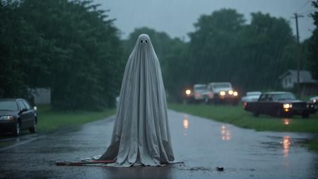 03309-1550106899-sheetghost person (holding a chainsaw in a heavy rainstorm _1.7) , dangerous and spooky. Horror film style. . . _lora_SheetGhost.png